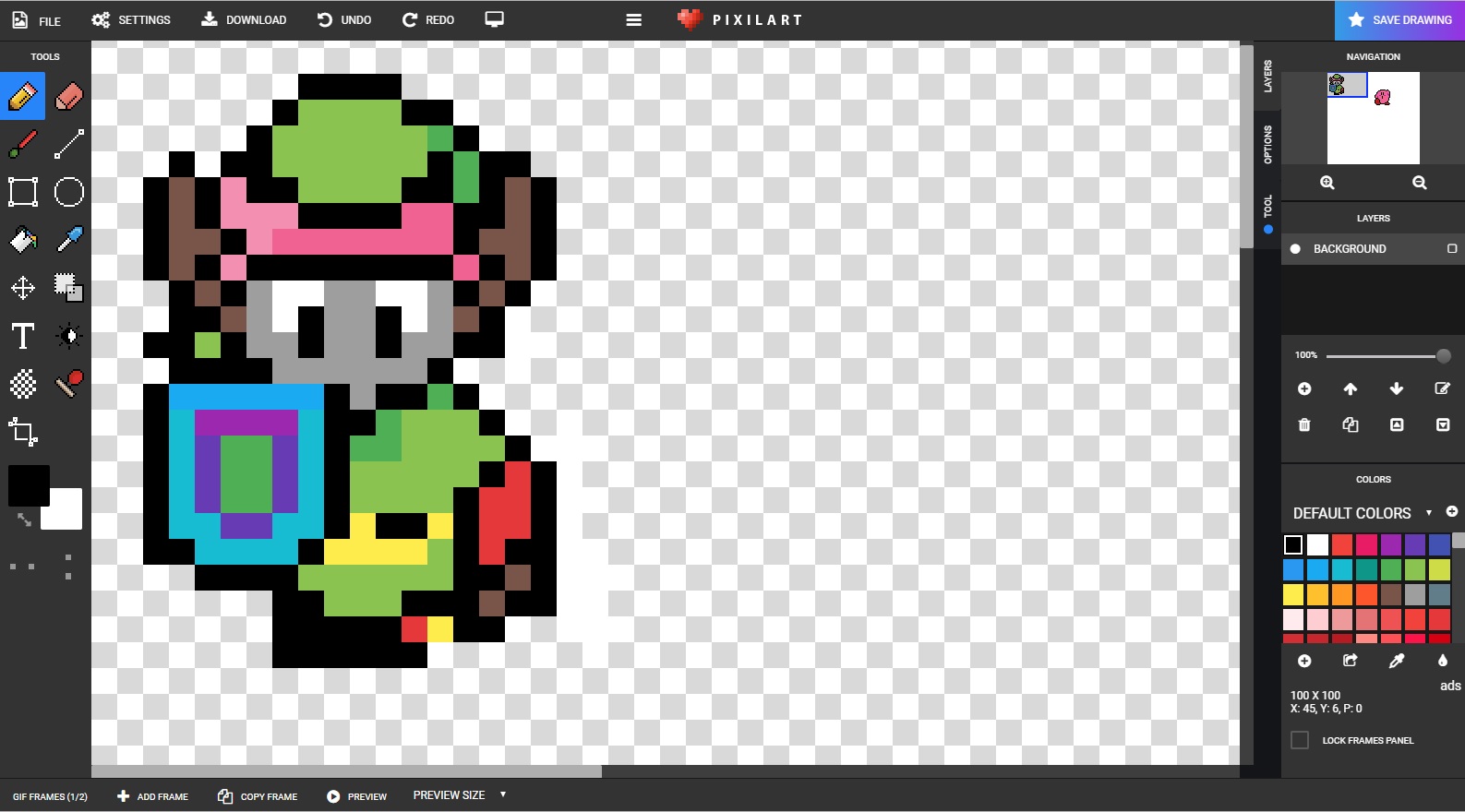 hello everyone, i'm struggling to do this pixel art with SC and can't seem  to find any tutorials to help me since every one shows how to change color  before your turn
