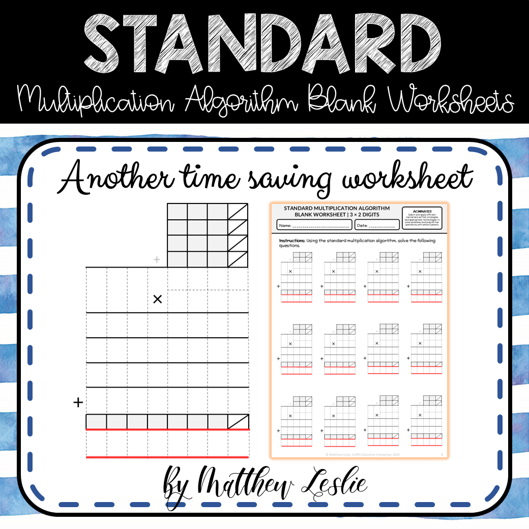 Standard Multiplication Algorithm (Blank Worksheets) & BONUS PowerPoint