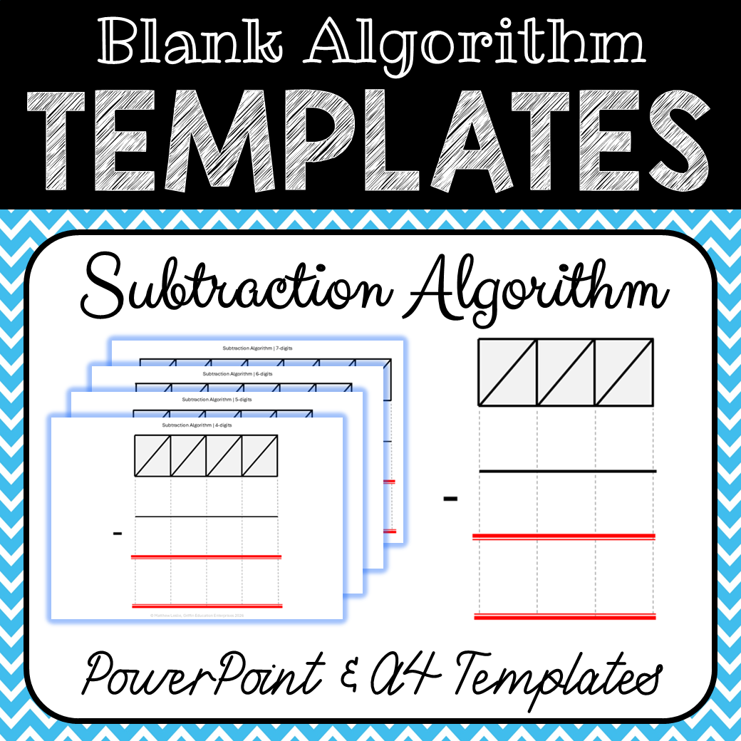 Blank Subtraction Algorithm Templates – A4 Templates and PowerPoint