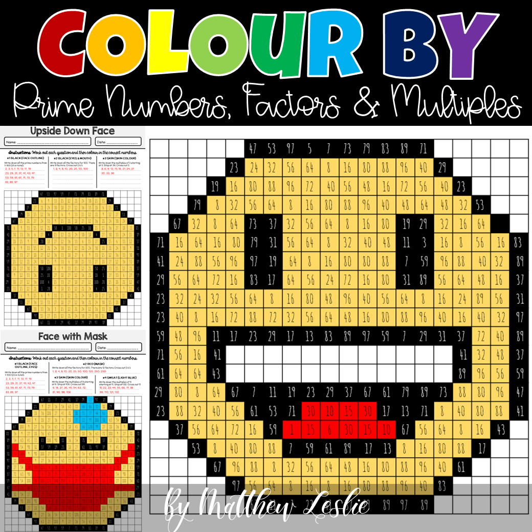 Colour By Prime Numbers, Factors and Multiples