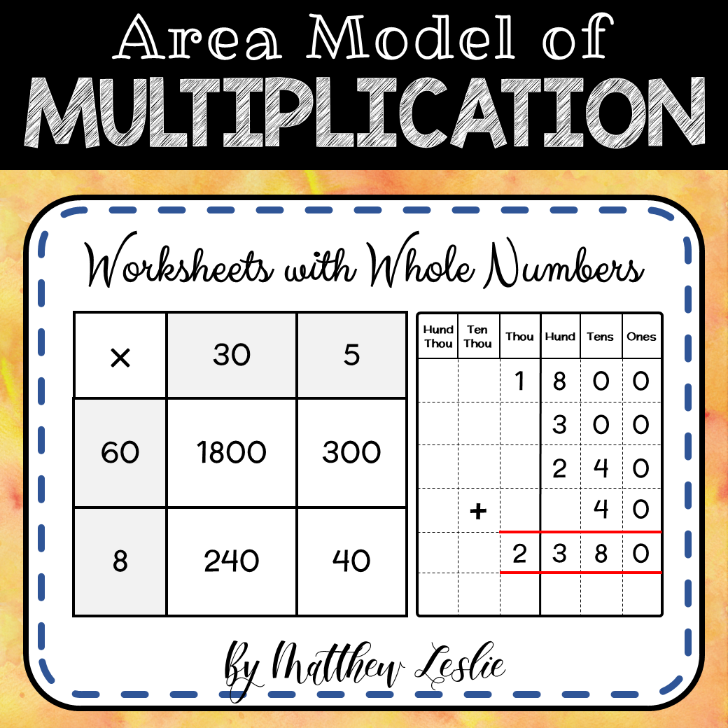 Area Model of Multiplication (Worksheets with Whole Numbers) & BONUS PowerPoint