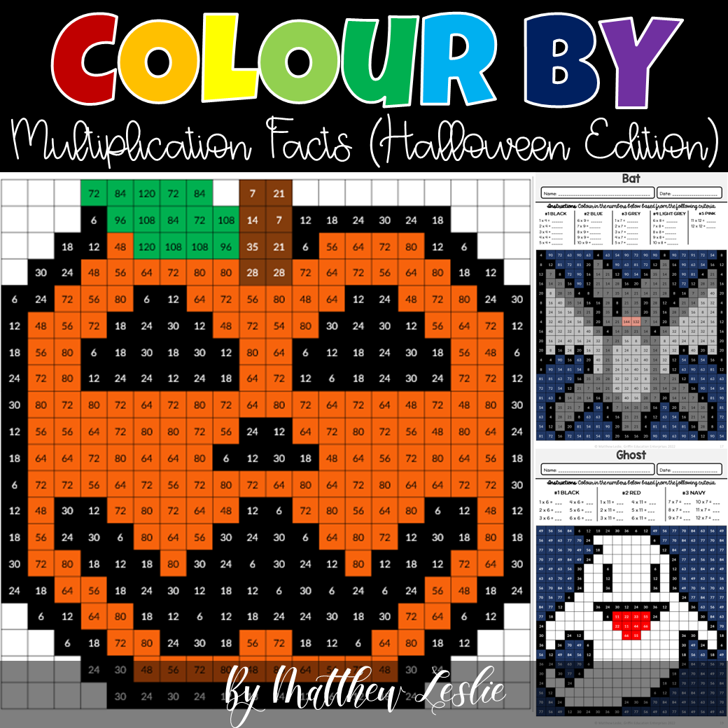 Colour By Multiplication Facts (Halloween Edition)