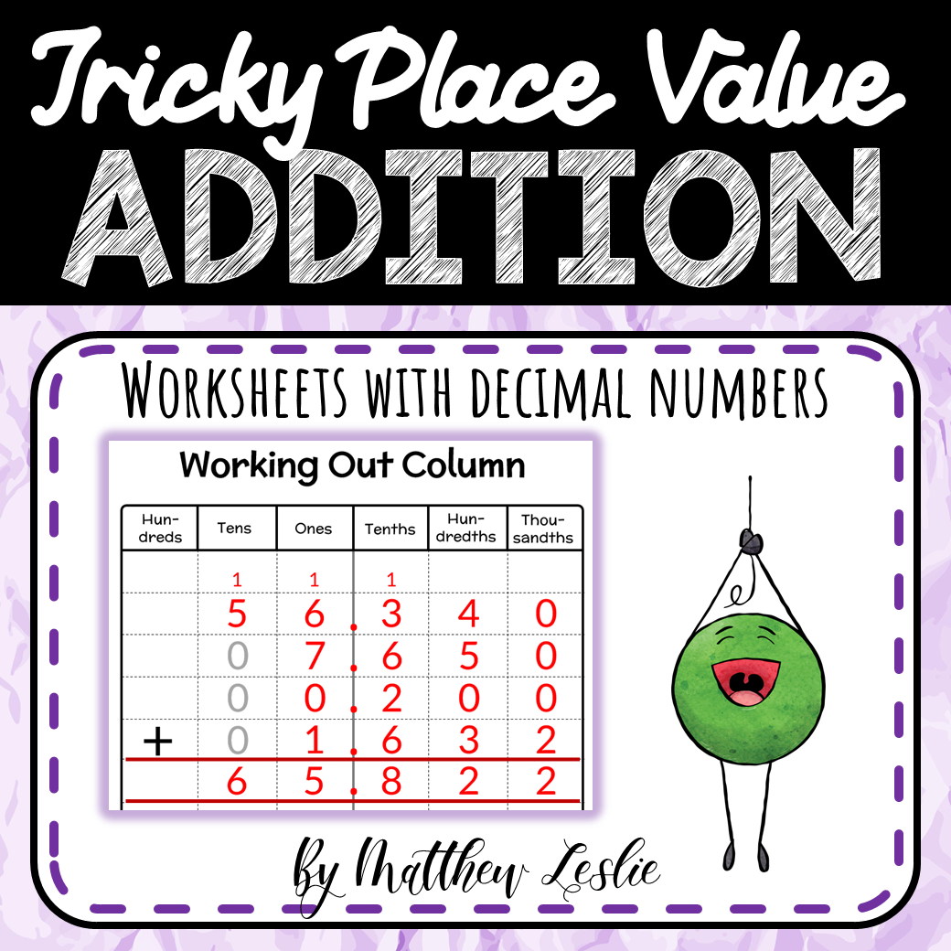 Tricky Place Value Addition Worksheets (Decimal Numbers)