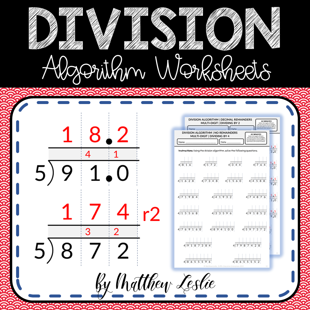 Division Algorithm Worksheets & BONUS PowerPoint