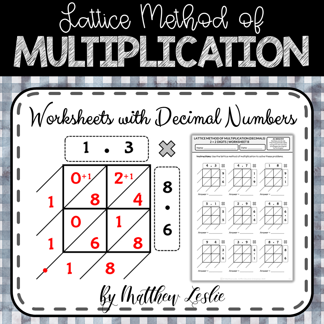 Lattice Method of Multiplication (Worksheets Decimal Numbers) & BONUS PowerPoint