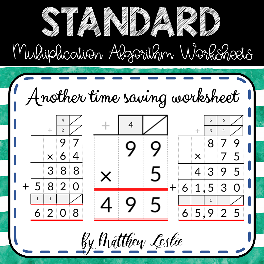 Standard Multiplication Algorithm Worksheets & BONUS PowerPoint