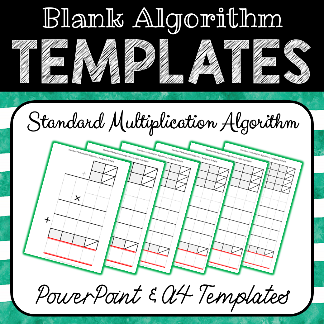 Blank Standard Multiplication Algorithm Templates – A4 Templates and PowerPoint