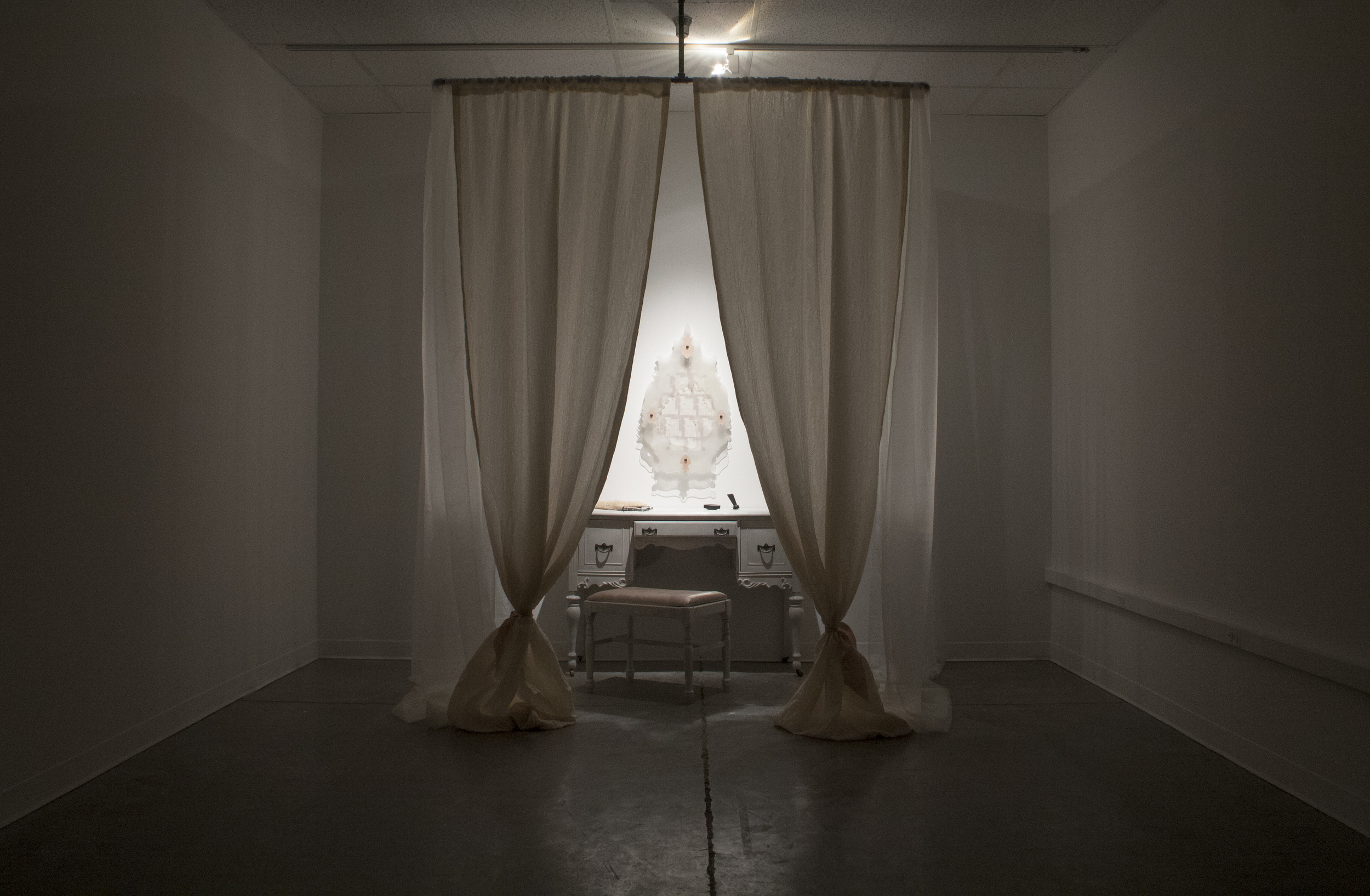 Boudoir Installation (above), Sculpture Installation Lab , Studio Arts Building, The University of Iowa. 2014