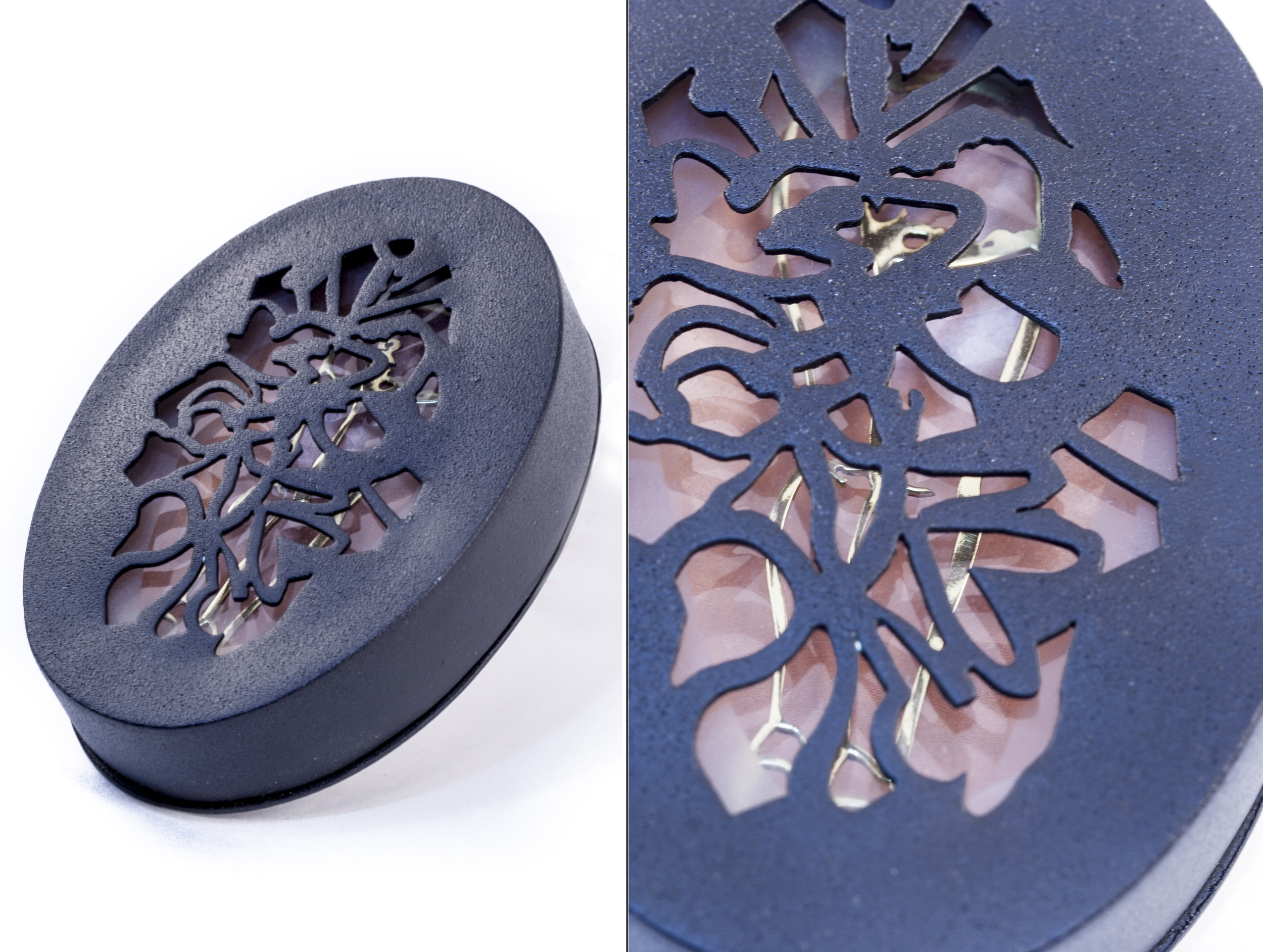 Dewy Skin , Materials: Brass, copper, powdercoat, and Dragon Skin. 2014