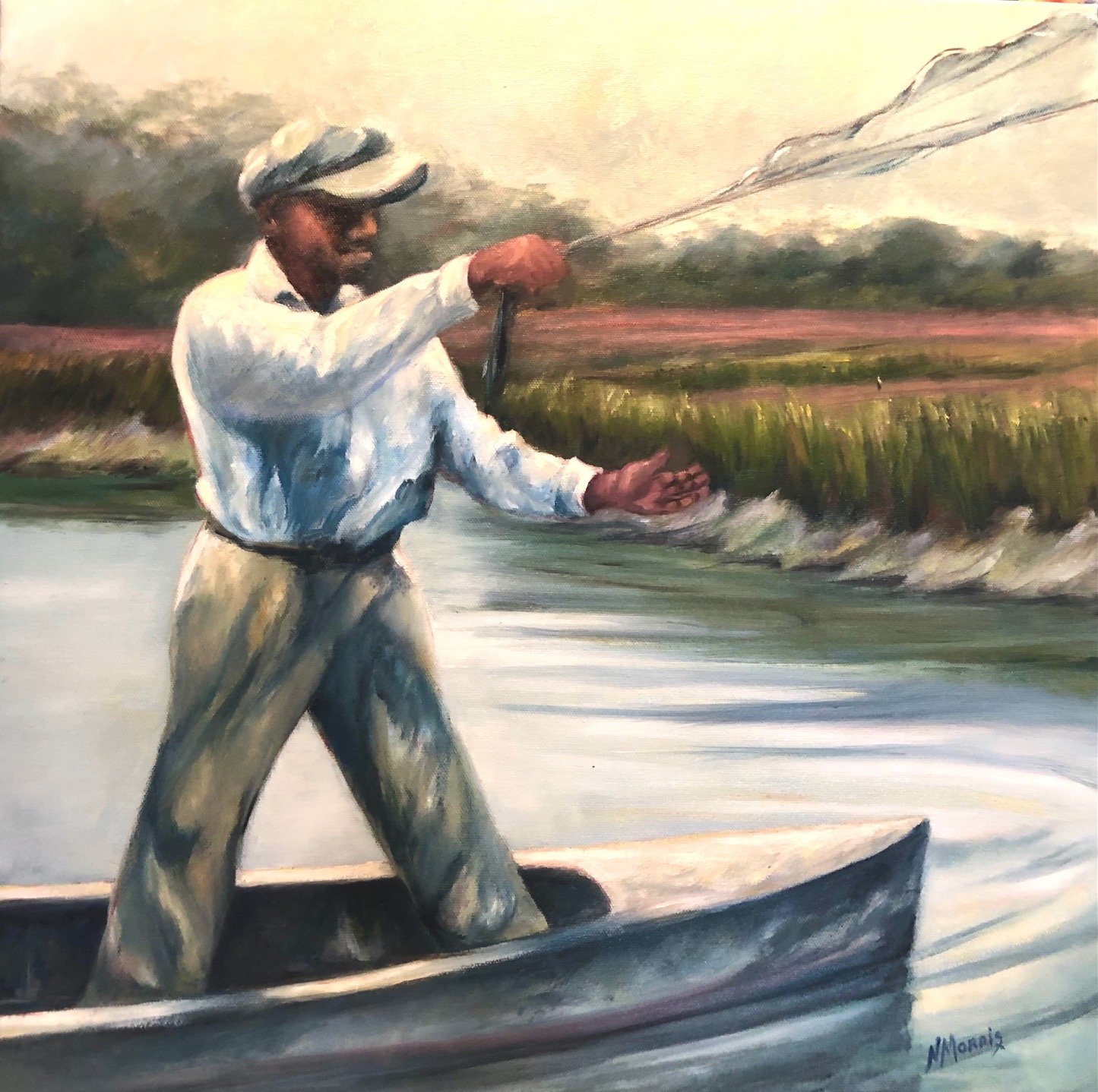 Lowcountry Artists_Norma Ballentin_Casting for Shrimp_Oil on Canvas.jpg