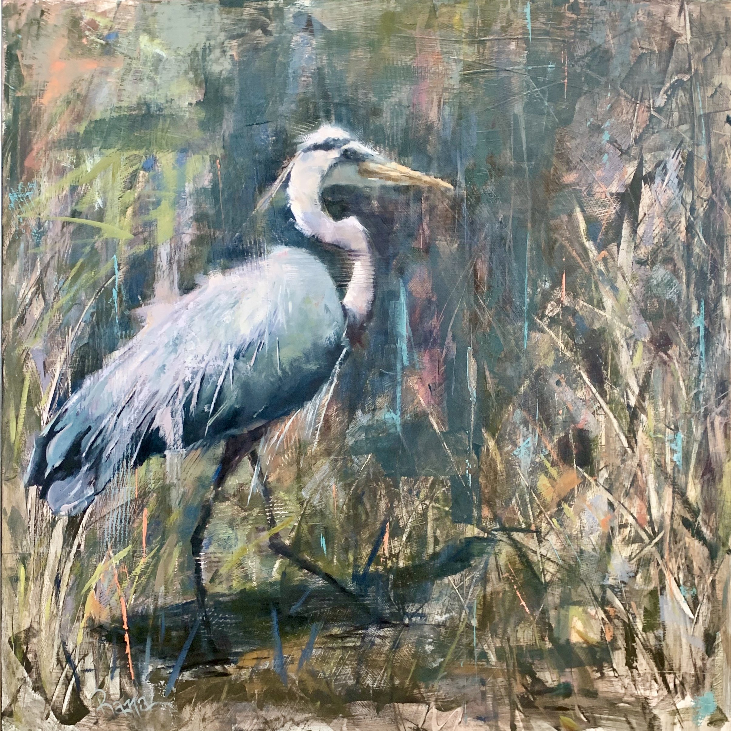 Lowcountry artist_rana Jordah_Stalking through the reeds_oil.jpeg