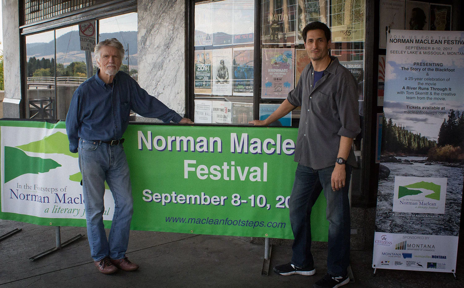 Actor Tom Skerritt and Norman Maclean's grandson, Jacob Snyder at the 2017 In The Footsteps of Norman Maclean Festival. Image: Chenoa Dwyer.