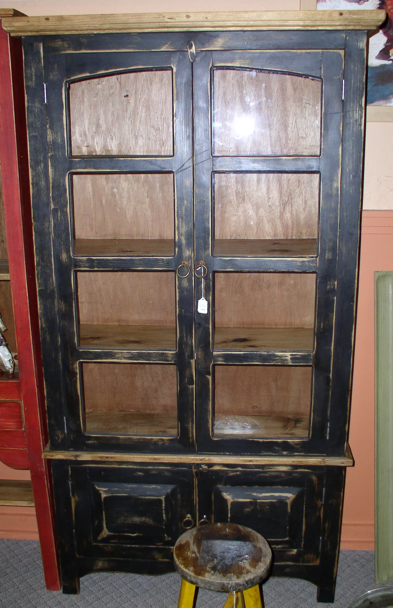 #4015 CHIHUAHUA BOOKCASE BLK GLASS DOORS 39 X 13X72 389 .jpg