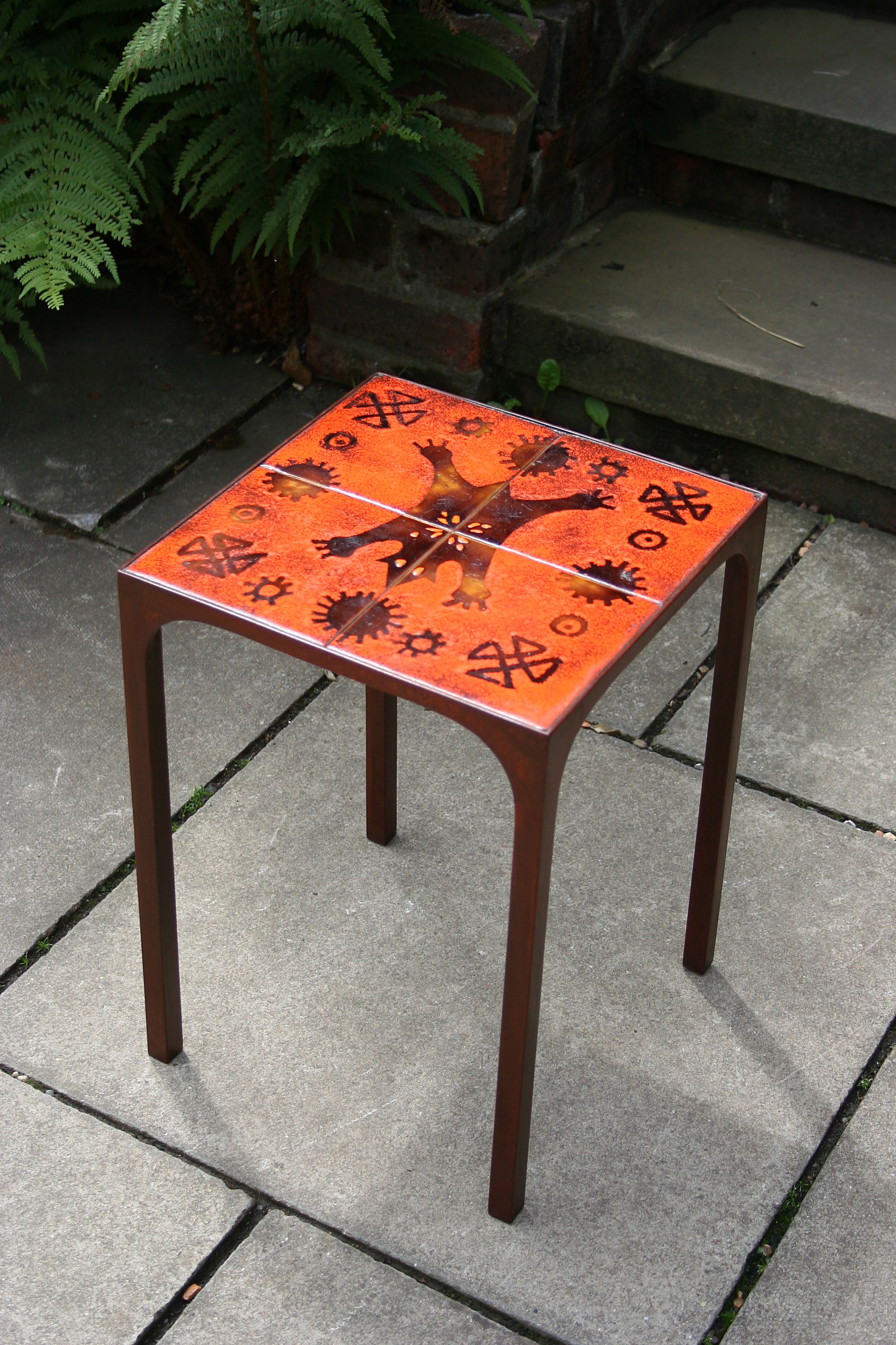 Occasional table - rusted and waxed mild steel