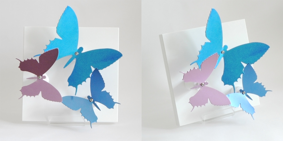 Anodised aluminium 'Butterfly Board' (blue / purple) - Small 180mm x 180mm - by Salina Somalya £160 Other colours and sizes available