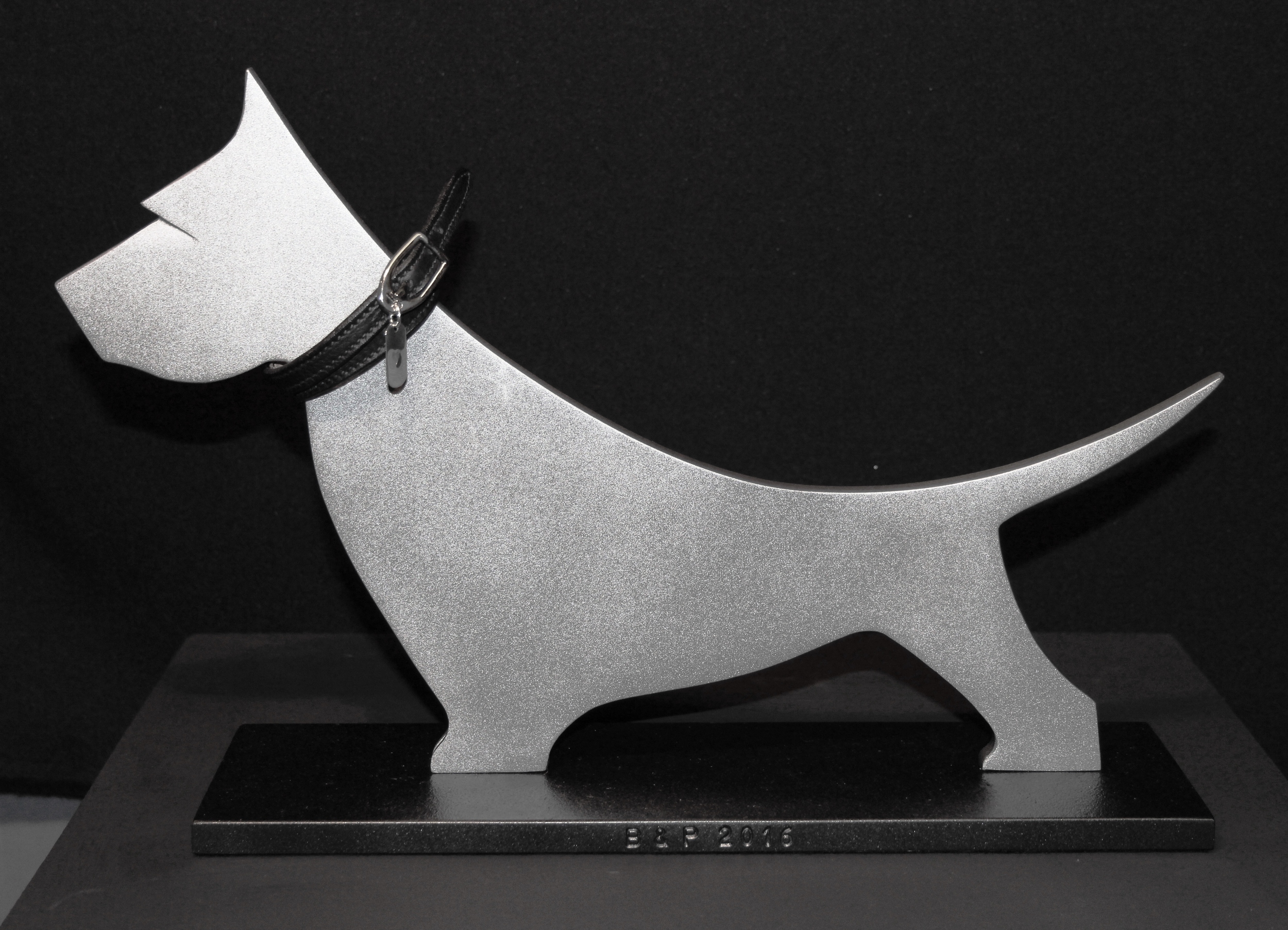 Art Deco-style West Highland Terrier sculpture for private client. Designed and made by Lucy Quinnell and Adam Boydell 2016.