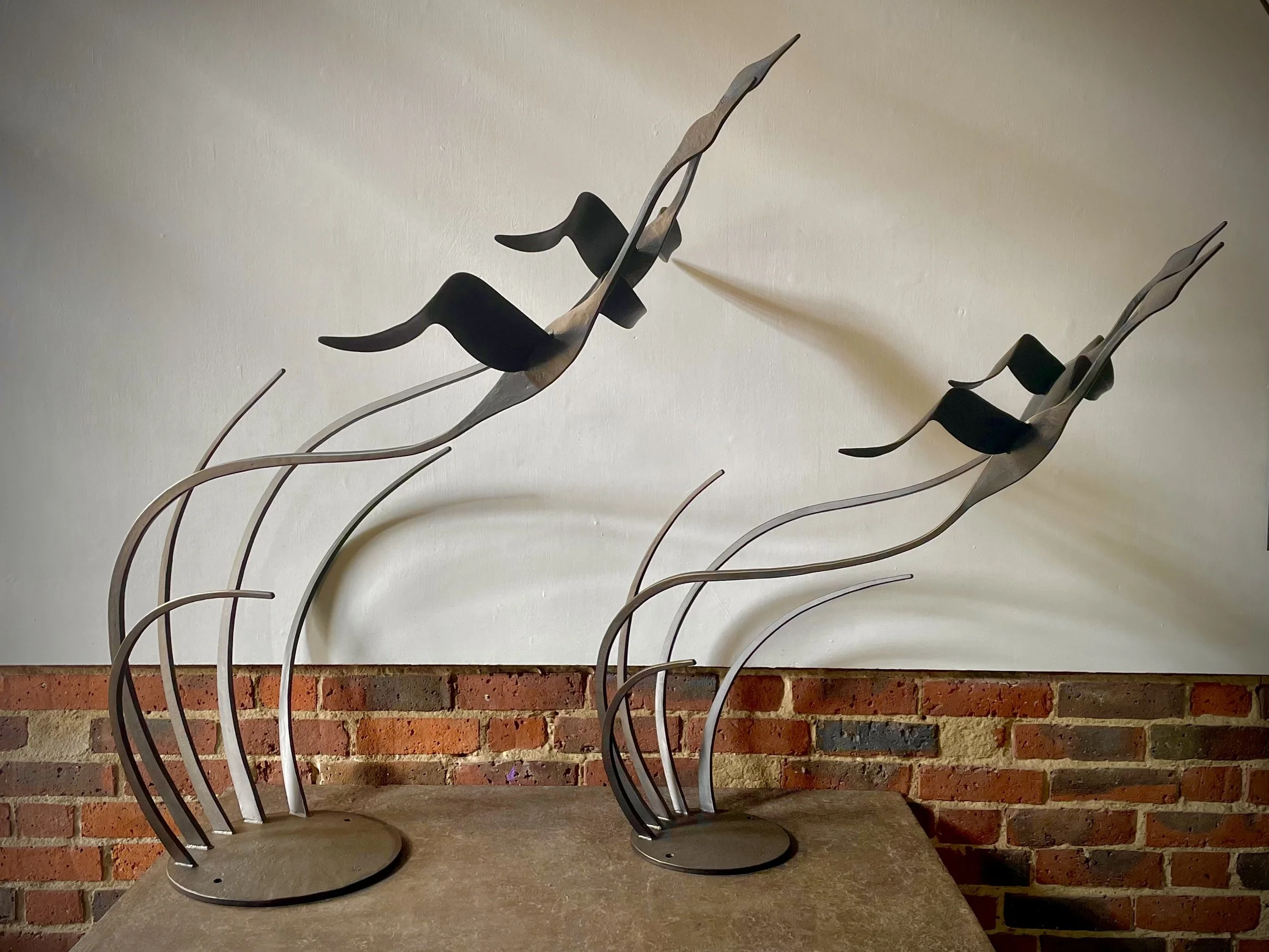 Iron Flying Geese garden sculpture duo.jpg