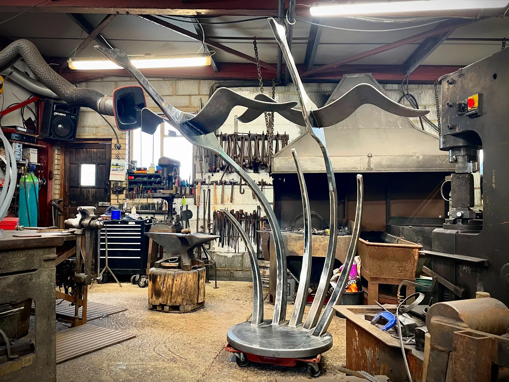 Large Flying Geese Garden Sculpture in Progress 1.JPG