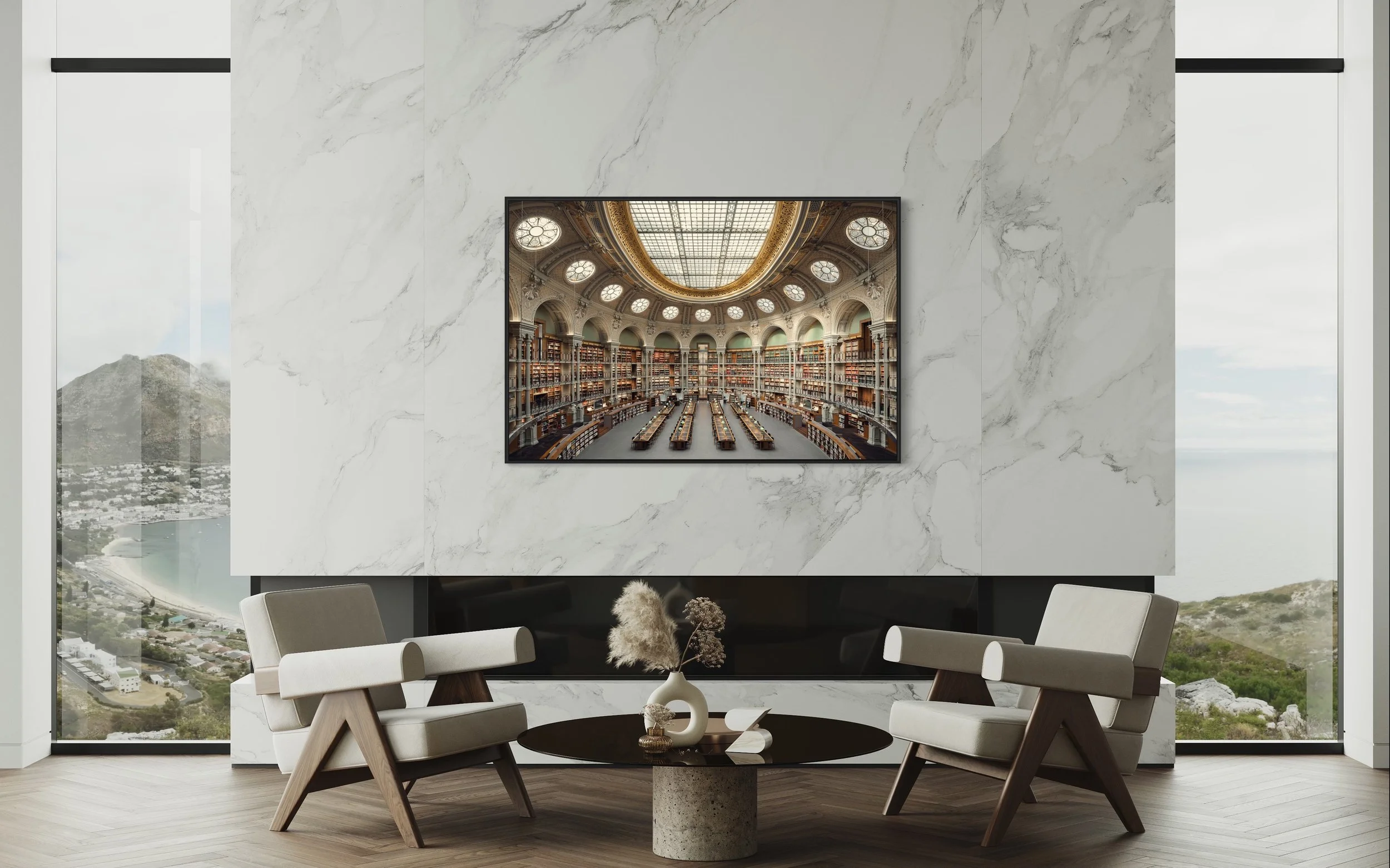 Bibliothèque BNF Richelieu Salle Ovale Fine Art Photography Print Thibaud Poirier pierre Jeanneret capitol armchair