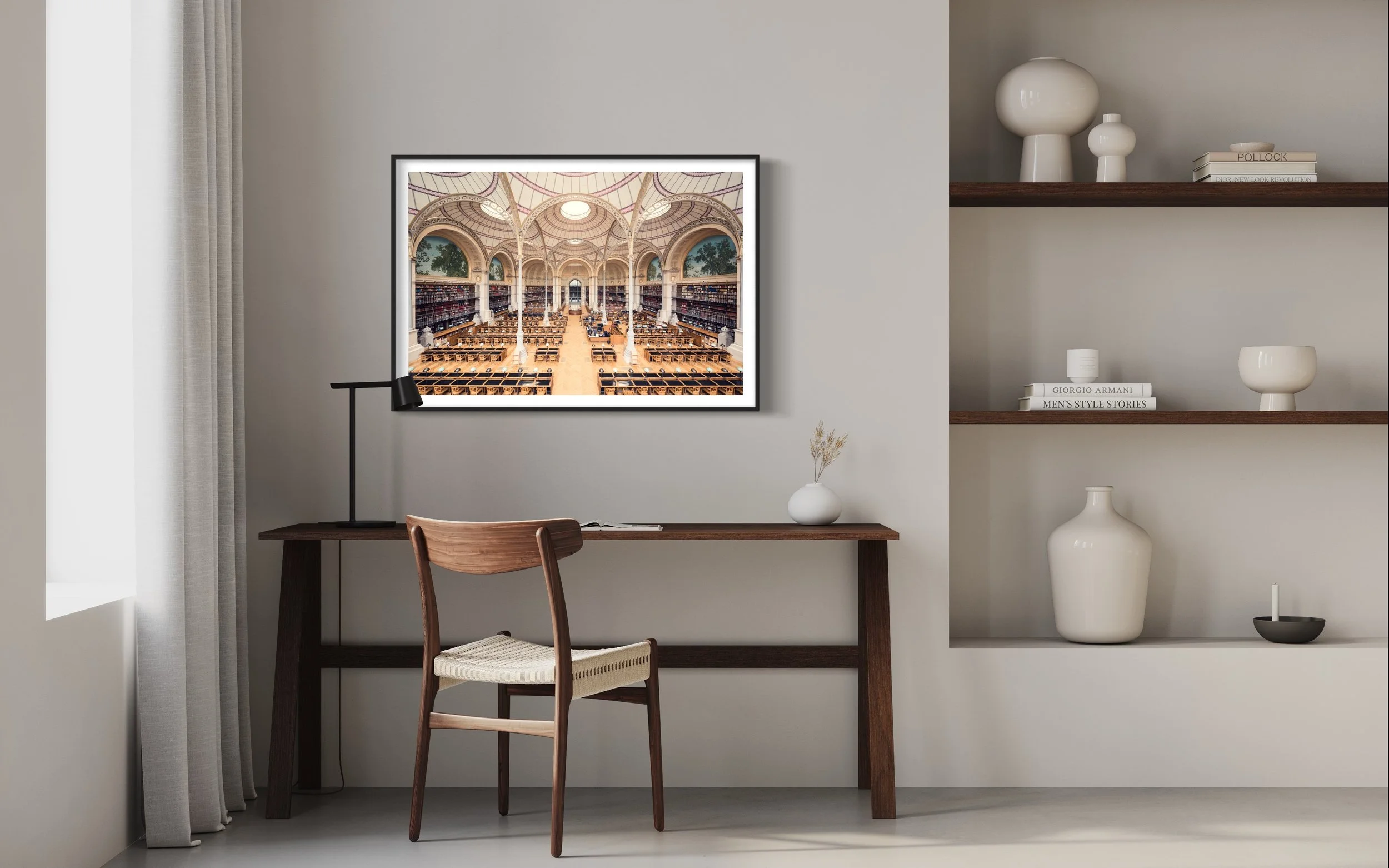 Salle Labrouste BNF Library Paris Fine Art Photography Print Thibaud Poirier minimal wood office
