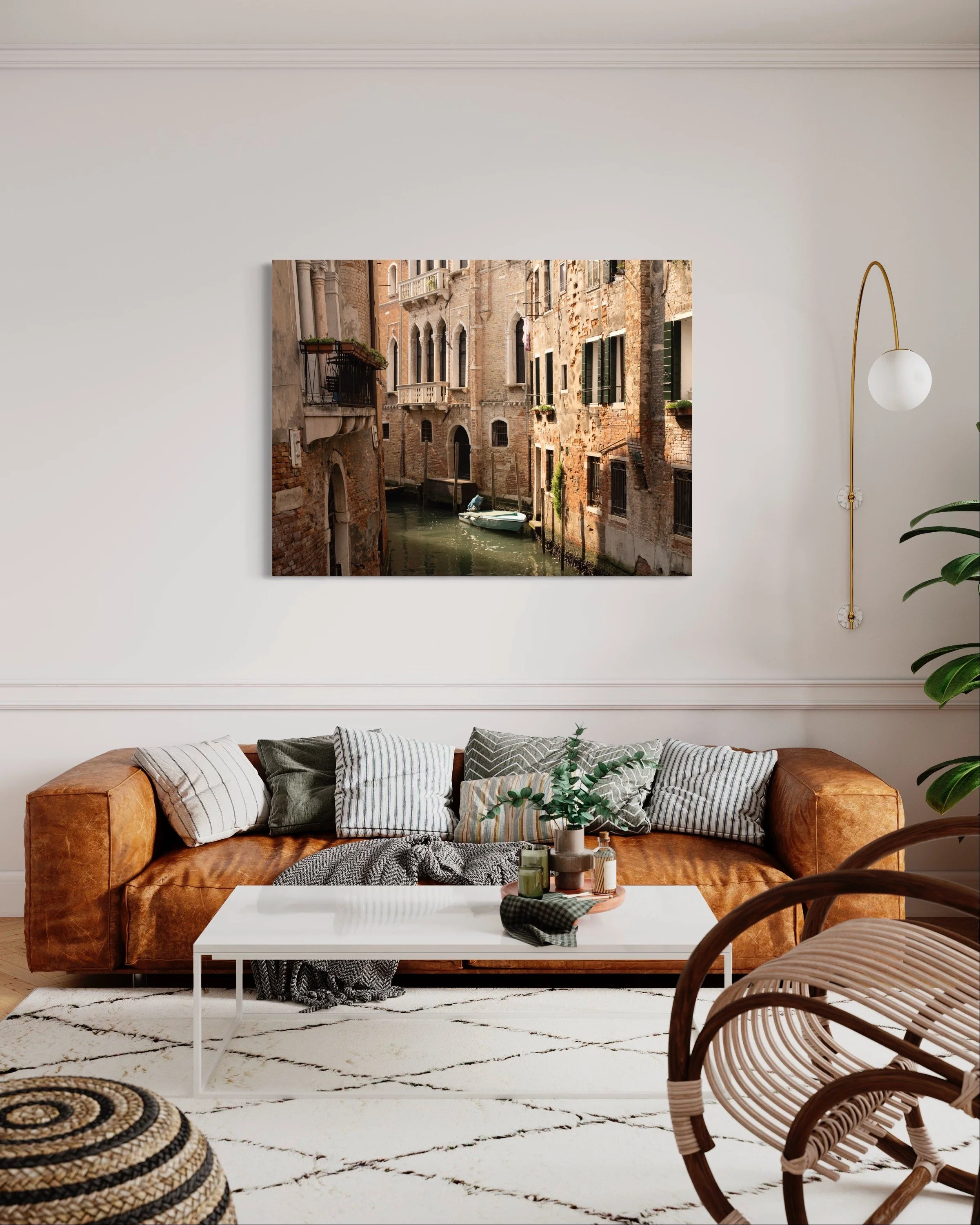 Ponte del Volto Canal Venice Fine Art Photography Print Thibaud Poirier Orange couch cosy interior