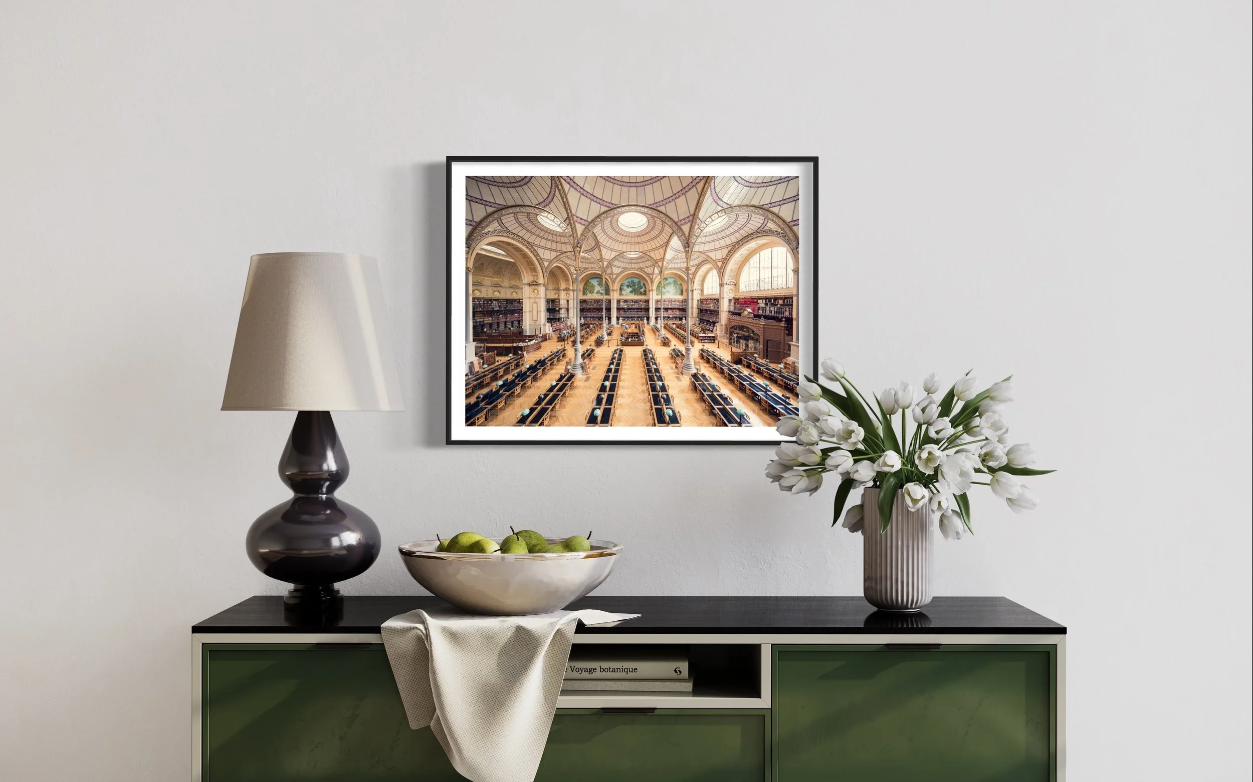 Bibliothèque BNF Richelieu Salle Labrouste Fine Art Photography Print Thibaud Poirier Green buffet