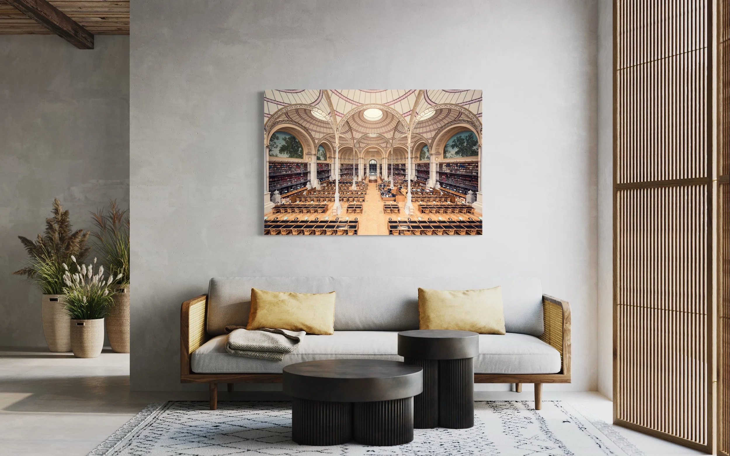 Salle Labrouste BNF Library Paris Fine Art Photography Print Thibaud Poirier minimal grey interior