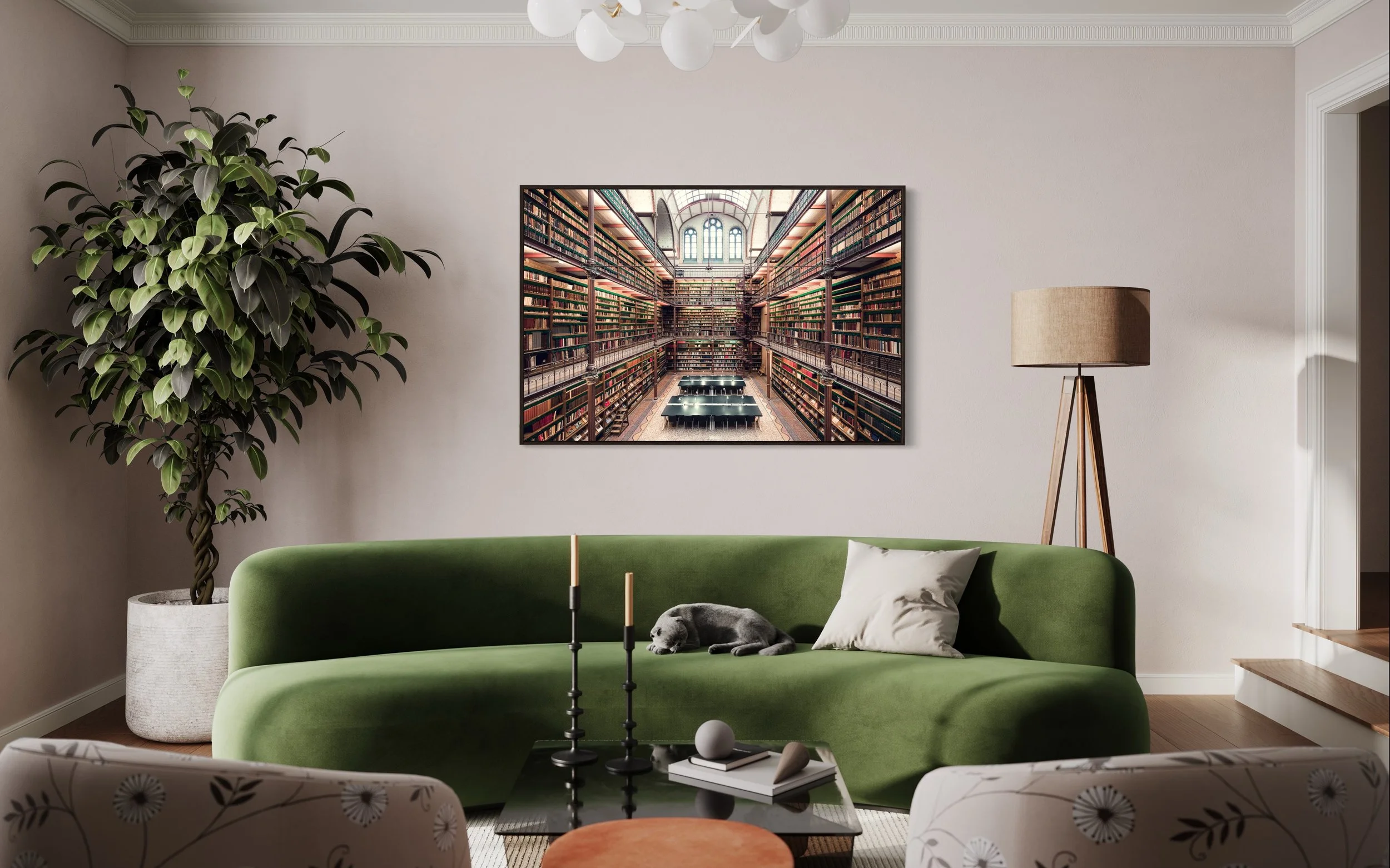 Rijksmuseum library Fine Art Photography Print Thibaud Poirier living room green sofa