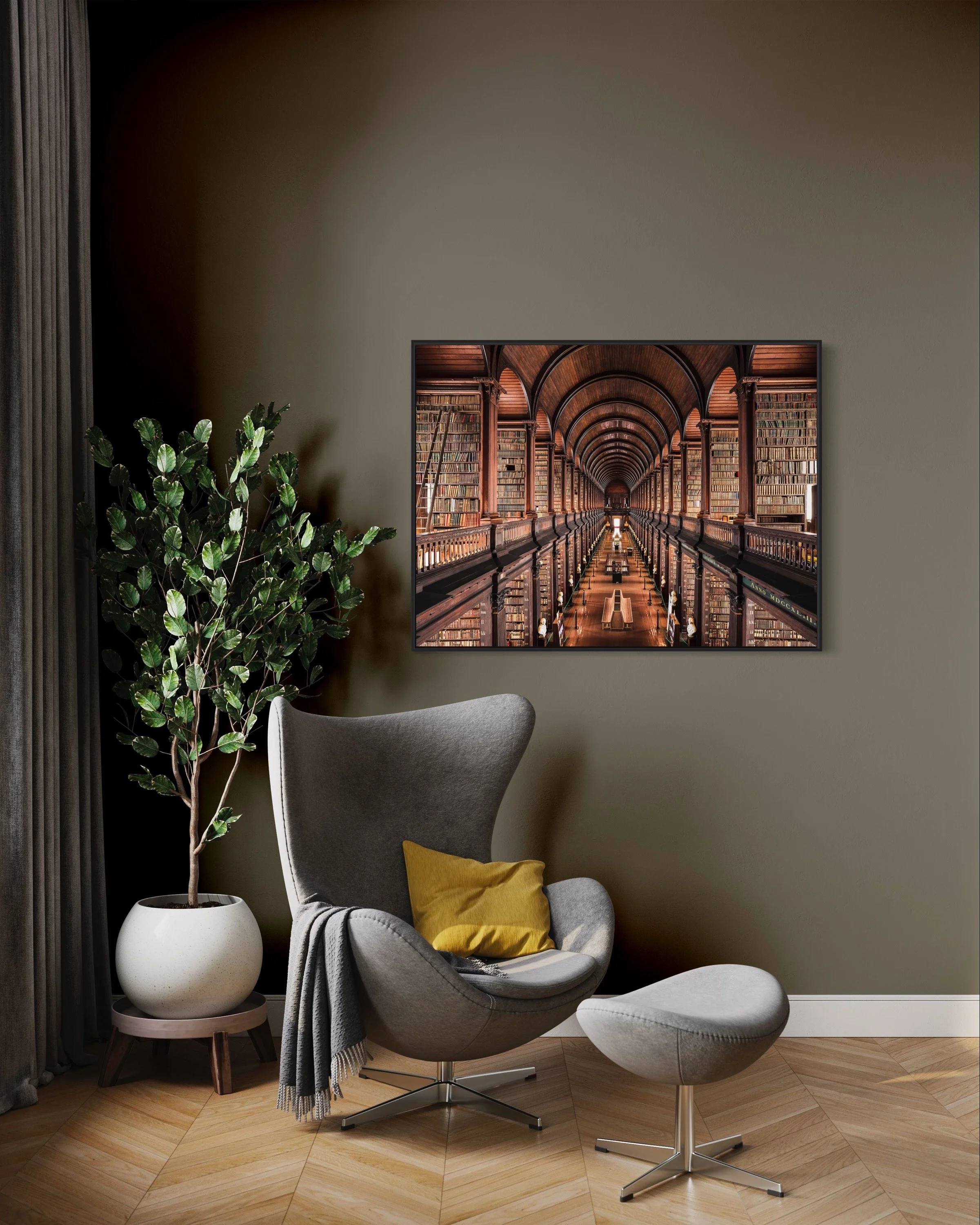Trinity College Library Fine Art Photography Print Thibaud Poirier Egg chair Arne Jacobsen