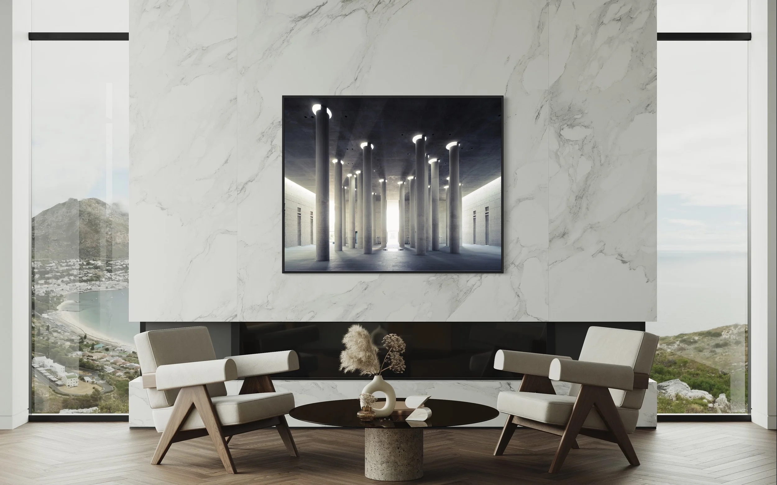 Halls of Columns Berlin Krematorium Fine Art Photography Print Thibaud Poirier cosy interior