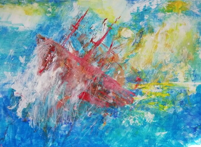 6 Ship to shore  Acrylic and pastel on paper by Karen Duncan.jpg
