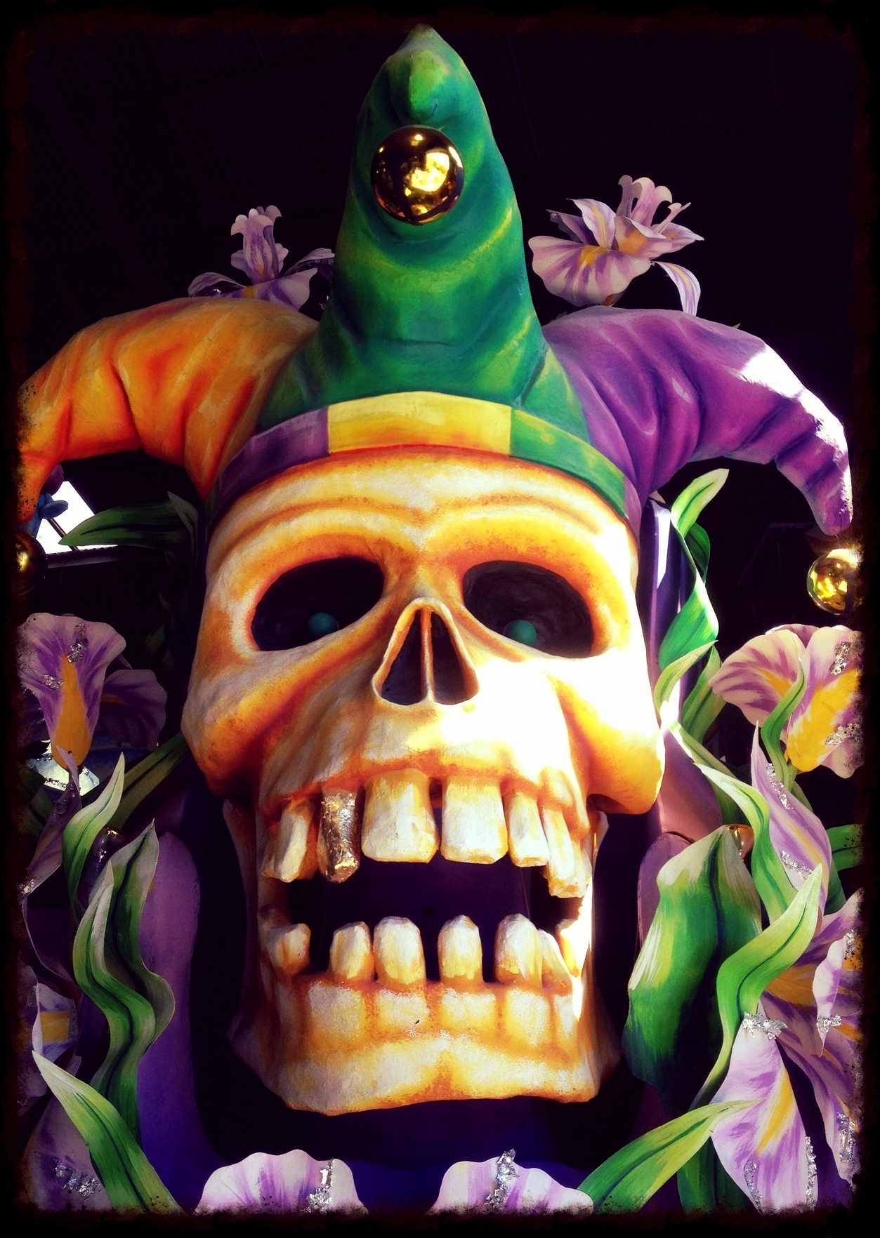 One of the primary floats from Le Krewe D'd’Etat prepares for the Mardi Gras parade.
