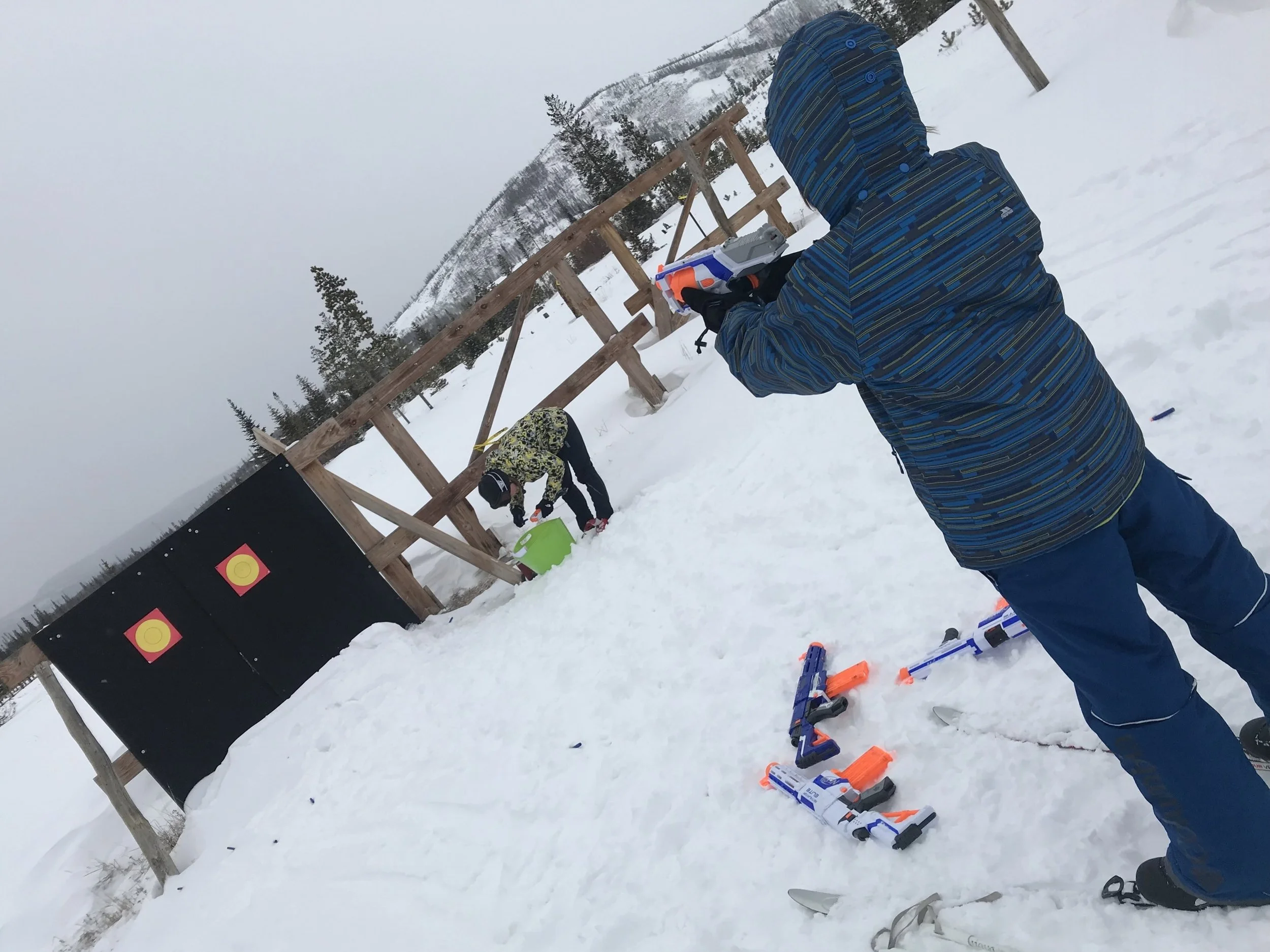 Participating in the Nerf-gun biathlon as part of Snow Mountain Ranch's Olympic-themed weekends, through February. 