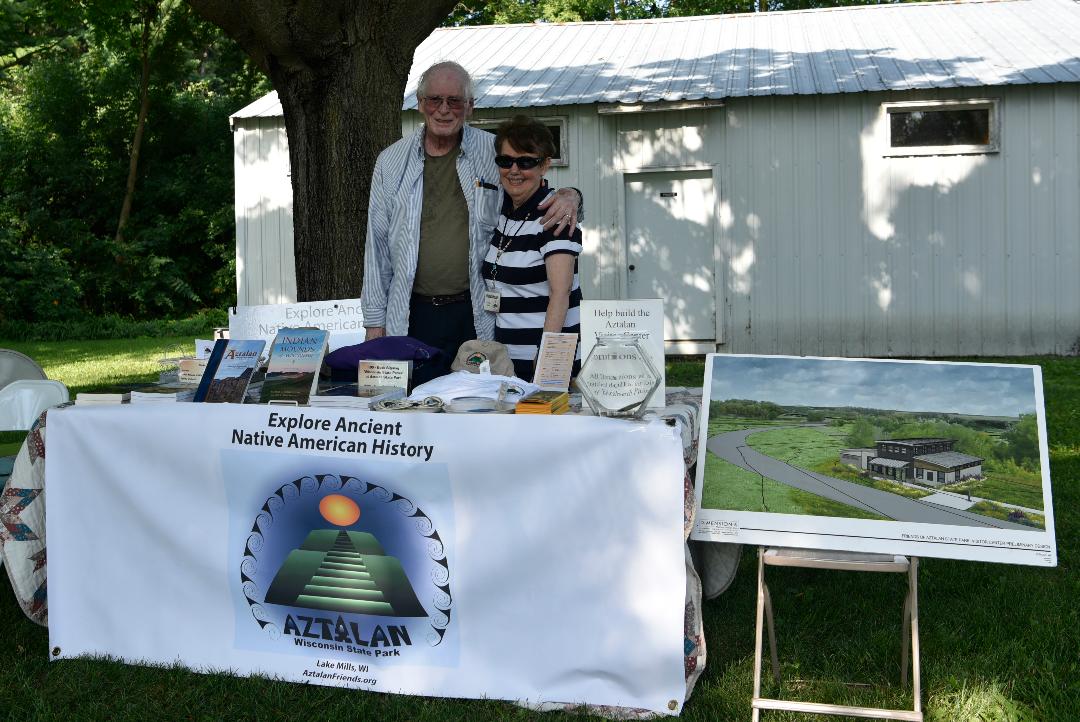 Meanwhile, up at the Lake Mills Aztalan Historical Site … Bob Persons and Nona Christiansen. Photo courtesy of Kristine Kust