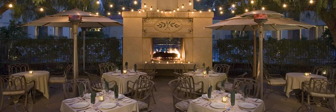 Outdoor dining on warm California nights (with heat lamps if necessary).