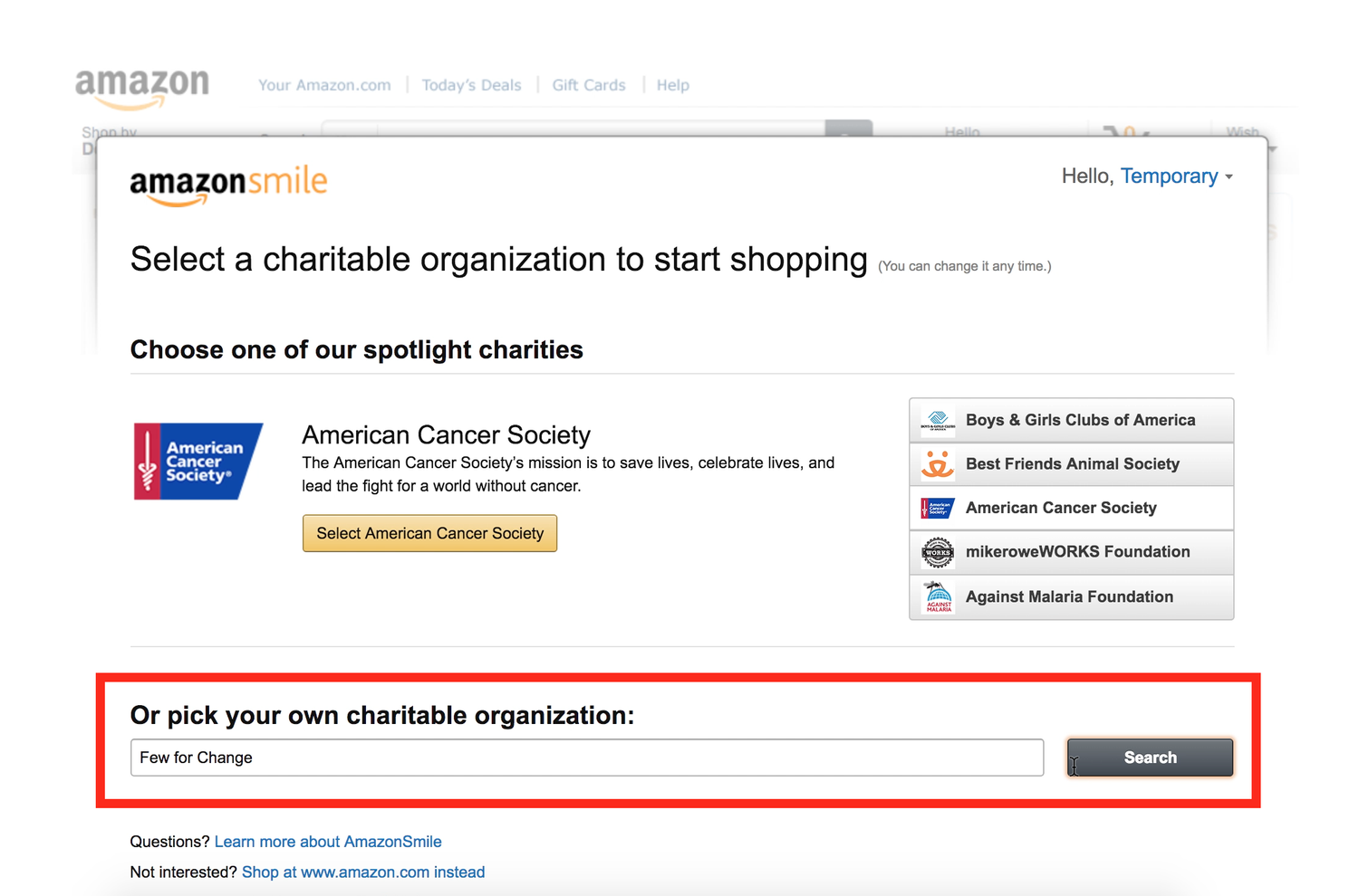 How to Donate with Amazon Smile — Few for Change
