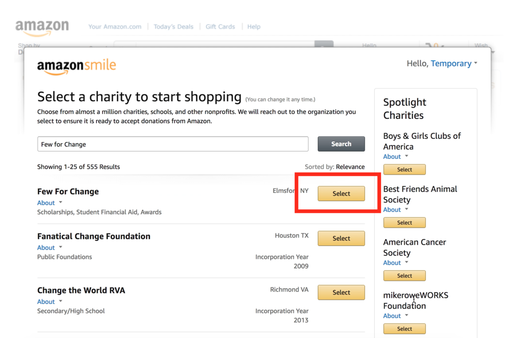 How To Donate With Amazon Smile Few For Change