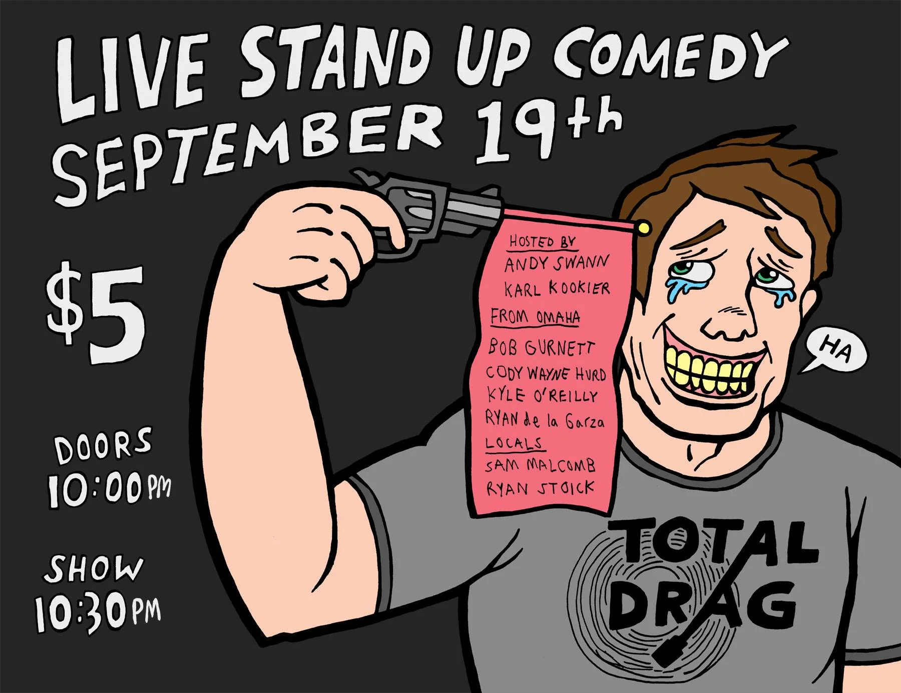 LATE NIGHT COMEDY SHOW AT TOTAL DRAG SEPTEMBER 19TH!!
