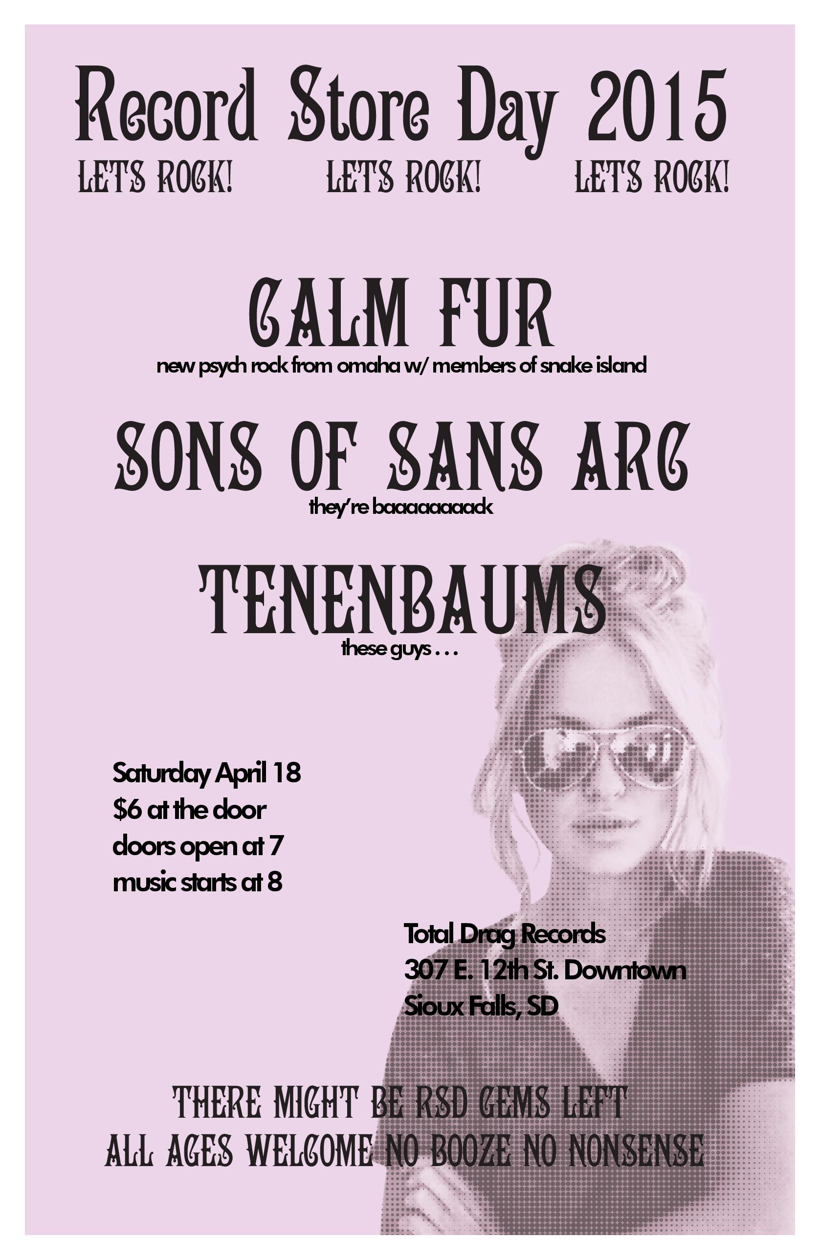 CALM FUR - SONS OF SANS ARC - TENENBAUMS LIVE AT TOTAL DRAG