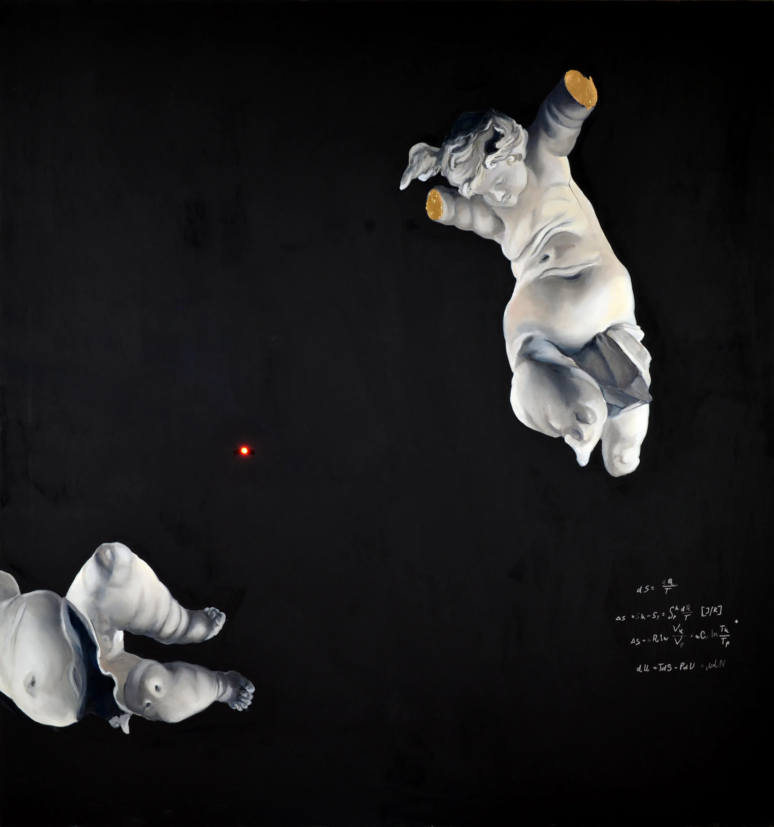 Entropy, oil and acryl on canvas, light, 160 x 150 cm