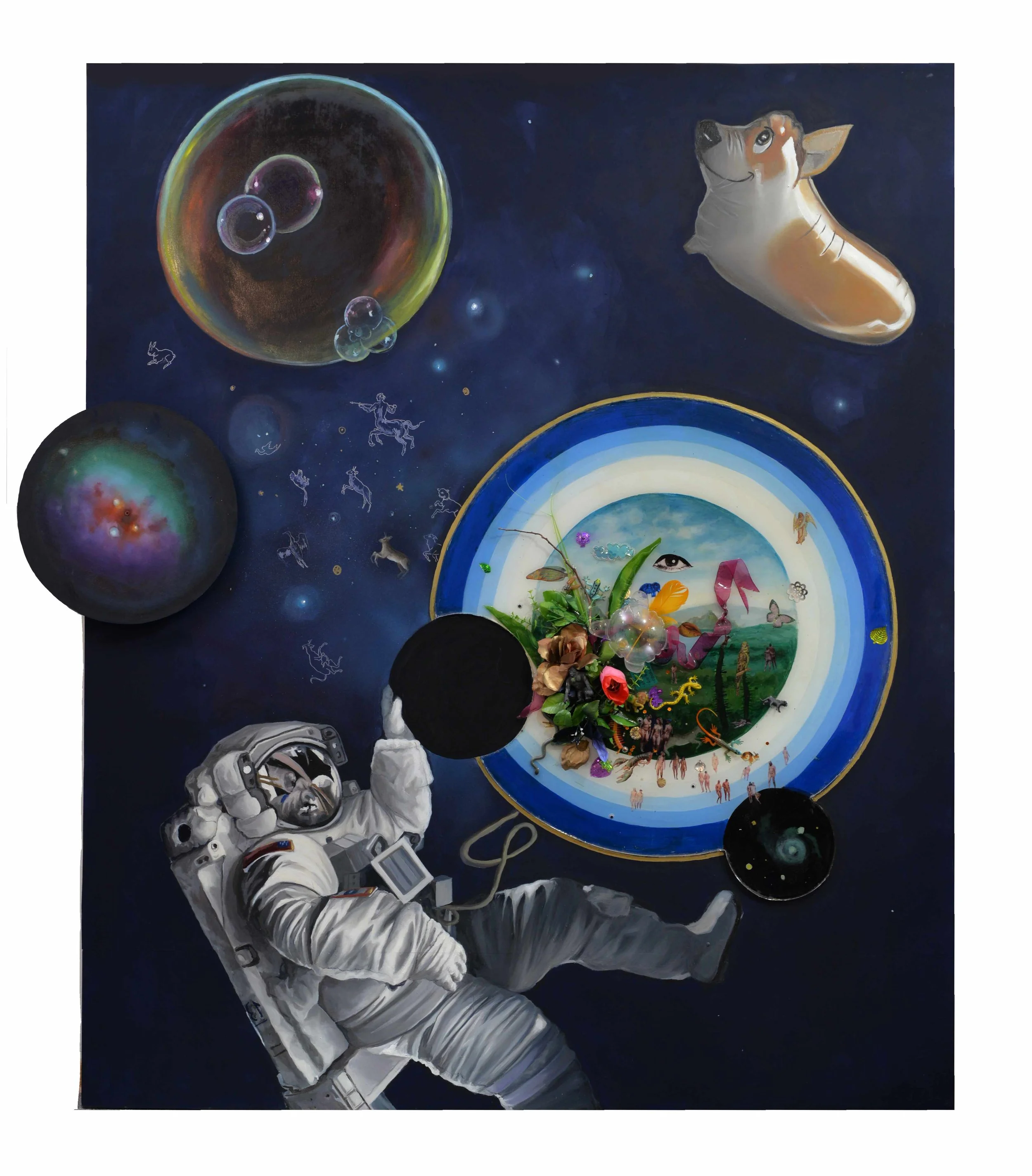 Multiverse, oil and acryl on wood, resin,  180 x 150 cm