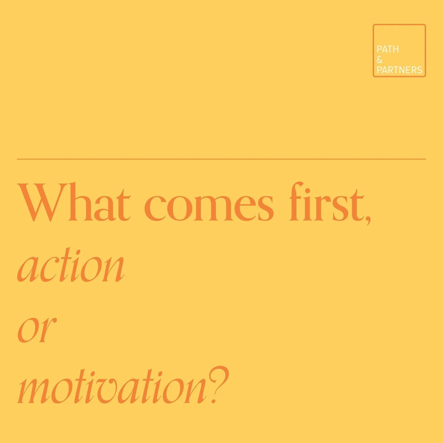 For a long time, I thought motivation proceeded action. I was always trying to pump myself up. It turns out, it&rsquo;s the other way around. Motivation comes from our experiences and  actions. So, if you&rsquo;re not feeling motivated, just jump int