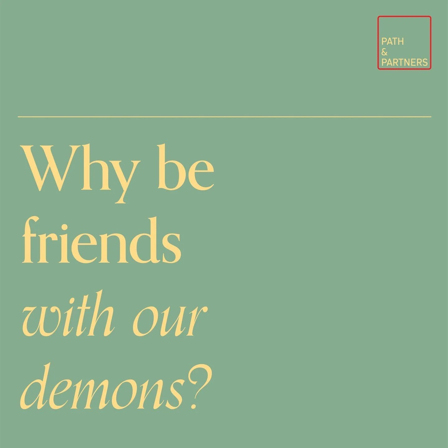 It takes a lot of energy to stay clear of our demons. But despite my own best efforts, they never seemed to go away. But the harder we try, the stronger our demons seem to become. Eventually, we have stop fighting. So, how do we make friends with a d