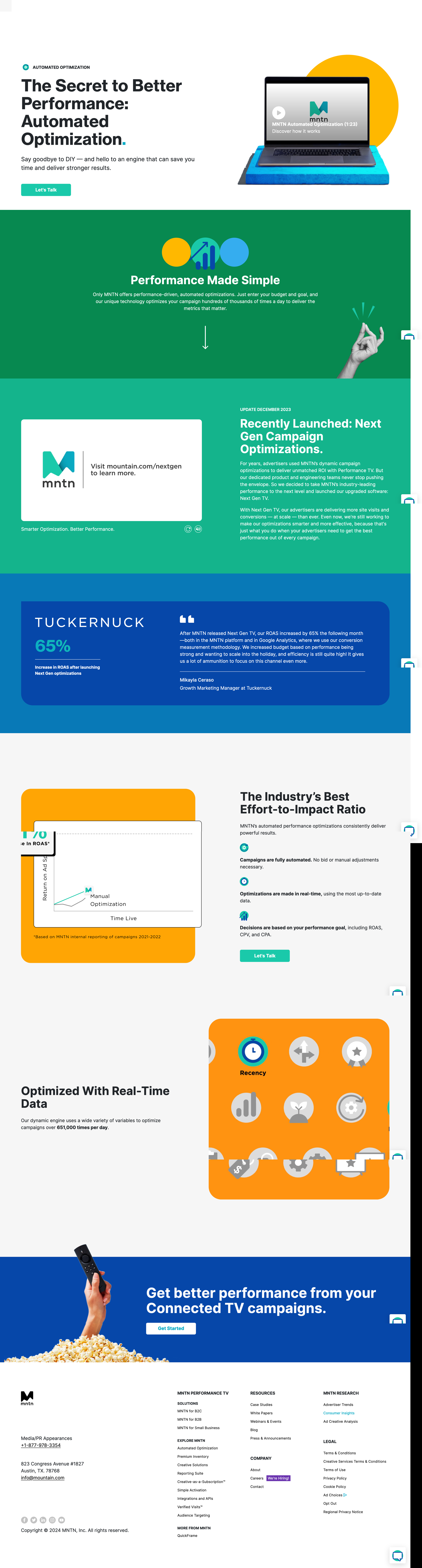 MNTN Auto-Optimization Feature Page