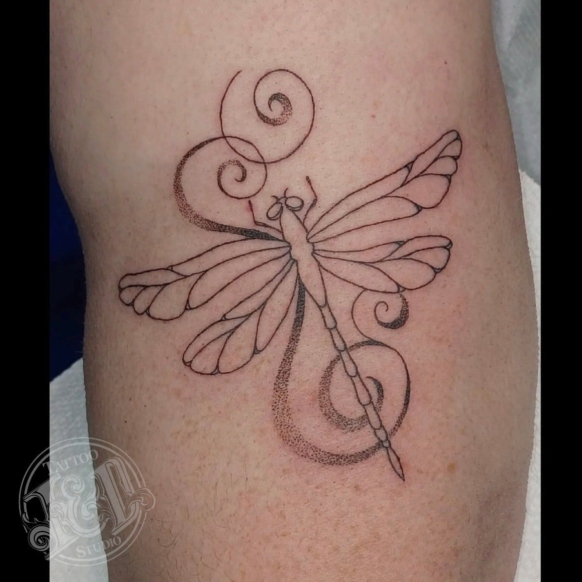 Delicate dragonfly from @stabinks brave the cold and book with her today! #dragonfly #insect #thingswithwings #bug #dragonflytattoo #delicate #inkanddestroy #tattoo #blackandgray