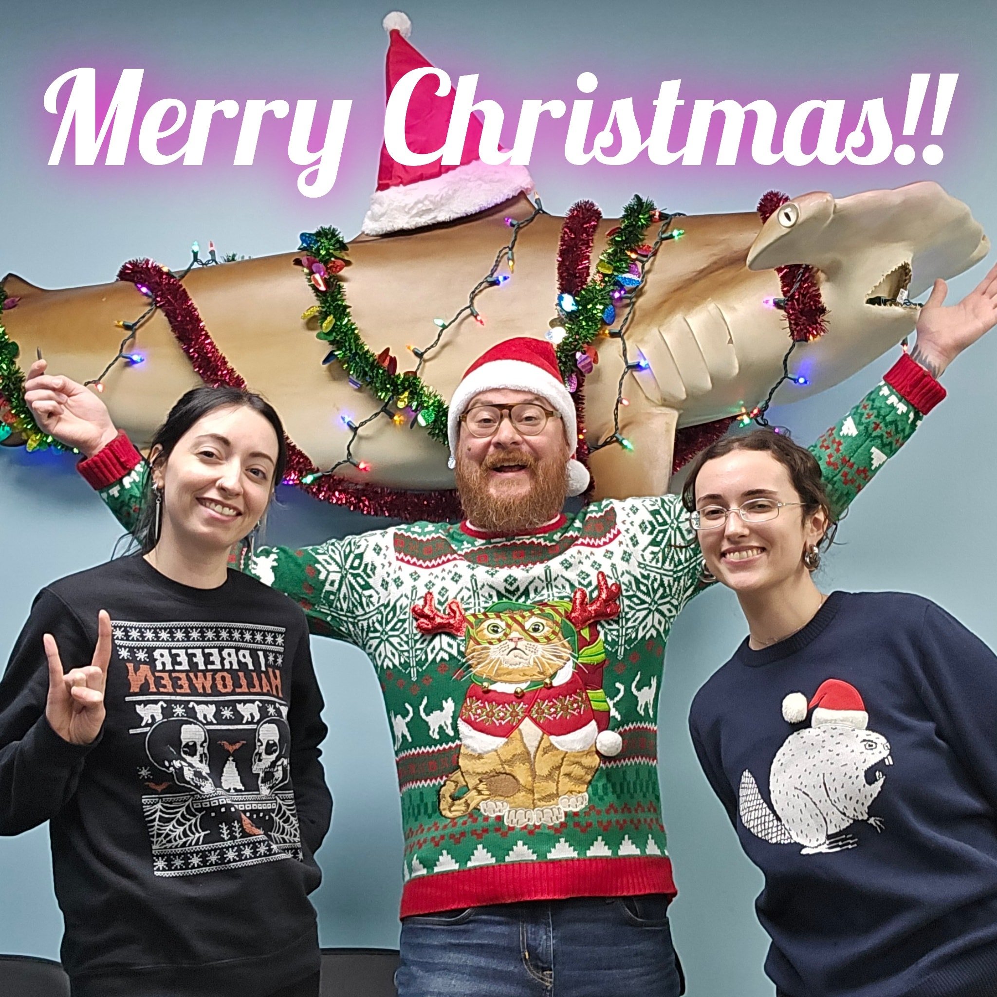 Merry Christmas from Abi, Dan, Jess, and of course, Mark the Shark! Have a safe and happy holiday season!!