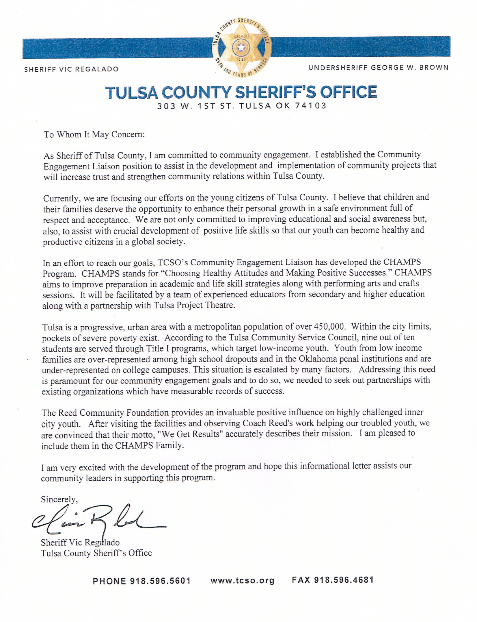 Sheriff Vic Regalado - Tulsa County Sheriff's Office