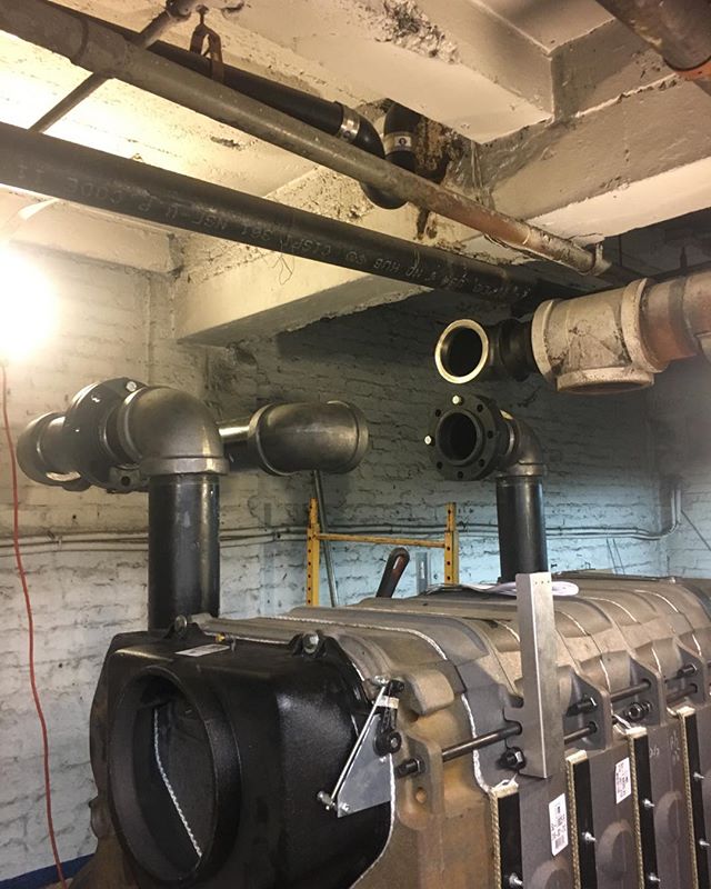 Boiler and steam header is coming together on our oil to gas conversion for a 12 story/ 15 unit office building in Chelsea. #steaminNYC #boilers #boilerrooms #heating #absolutemechanicalcoinc