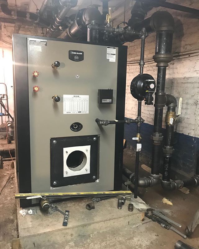 Boiler jacket and controls are being installed. #steam #boilers #steaminnyc #absolutemechanicalcoinc #highefficiencyheatingwithsteam