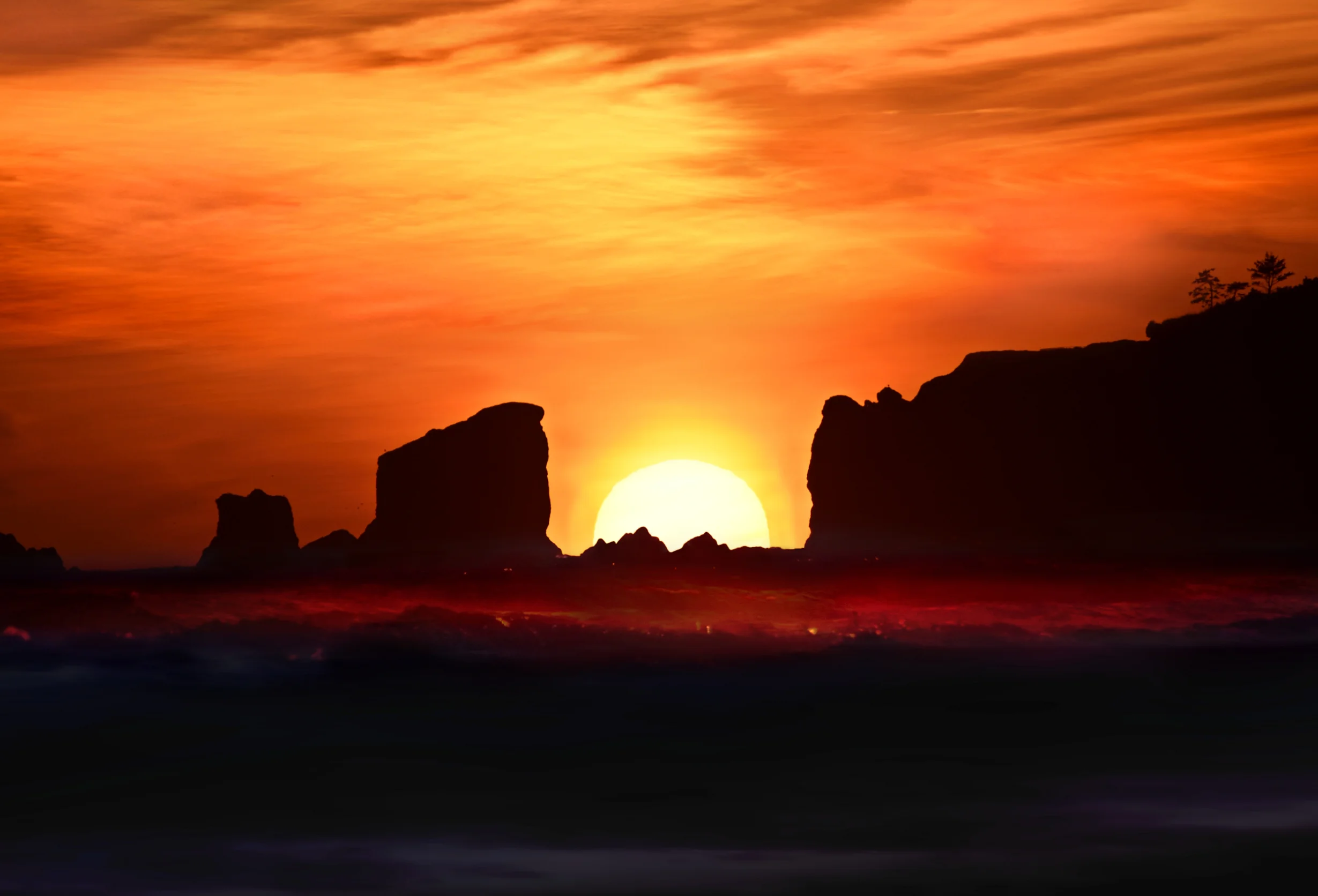 Sunset Between Rocks